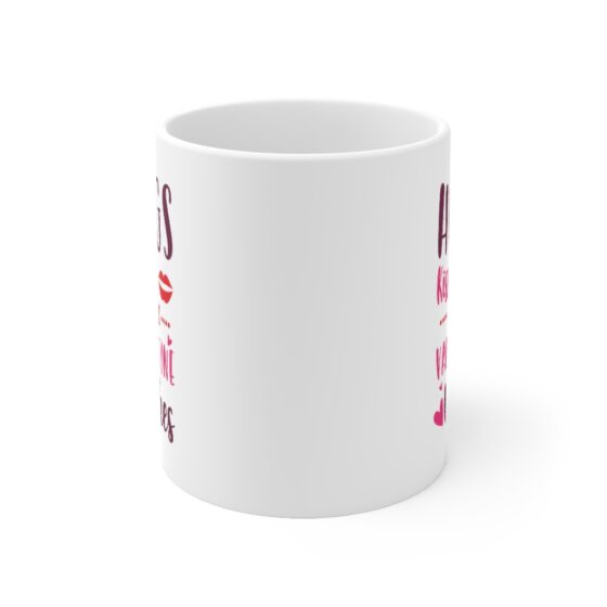 "Hugs Kisses and Valentine Wishes" - Funny Double Sided Print - White Ceramic Mug 11oz - Image 2