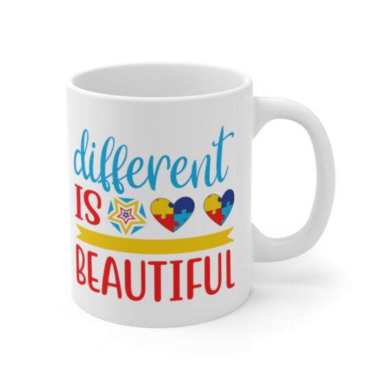 "Different is Beautiful" - Funny Double Sided Print - White Ceramic Mug 11oz - Image 3