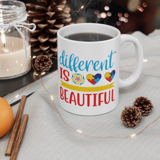 "Different is Beautiful" - Funny Double Sided Print - White Ceramic Mug 11oz - Image 4