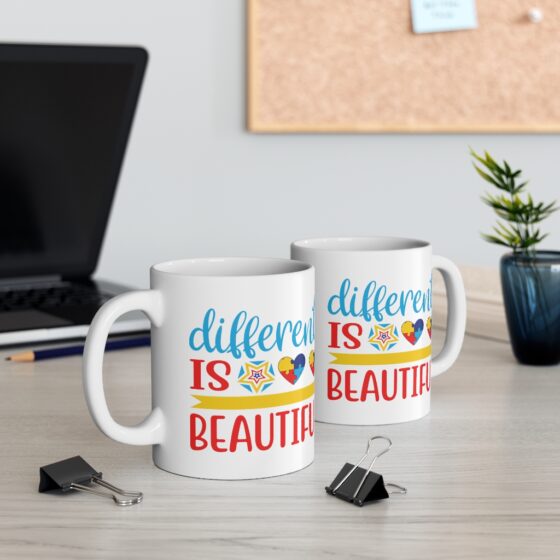 "Different is Beautiful" - Funny Double Sided Print - White Ceramic Mug 11oz - Image 5