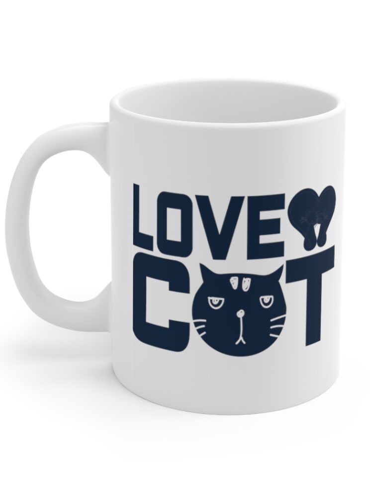 "Love Cat" - Funny Double Sided Print - White Ceramic Mug 11oz