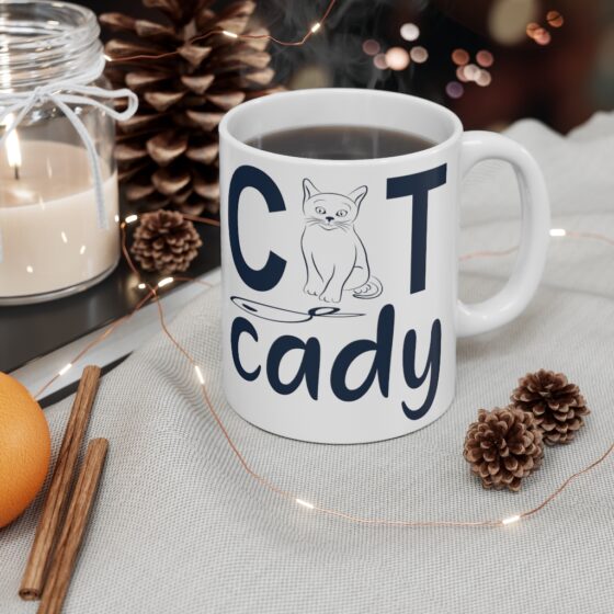 "Cat Cady" - Funny Double Sided Print - White Ceramic Mug 11oz - Image 4