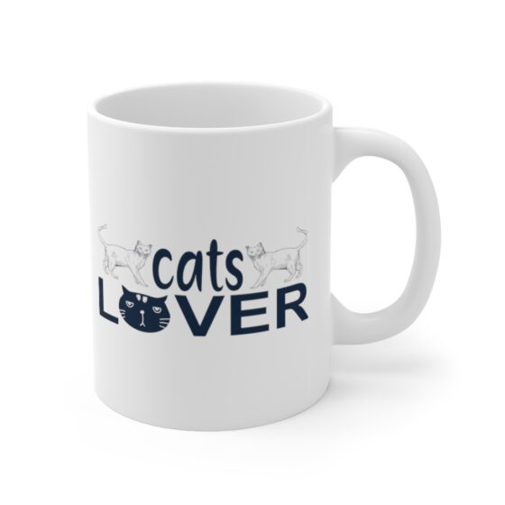 "Cats Lover" - Funny Double Sided Print - White Ceramic Mug 11oz - Image 3