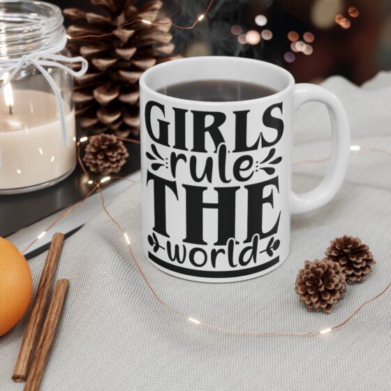 "Girls Rule the World" - Funny Double Sided Print - White Ceramic Mug 11oz - Image 4