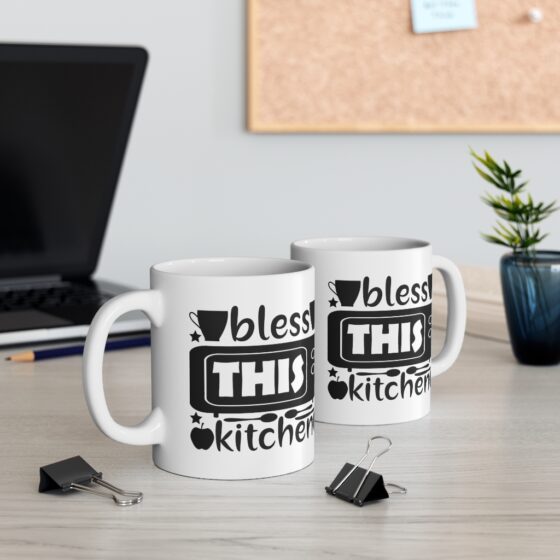 "Bless this Kitchen" - Funny Double Sided Print - White Ceramic Mug 11oz - Image 5