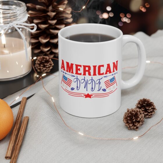 "American Dude" - Funny Double Sided Print - White Ceramic Mug 11oz - Image 4