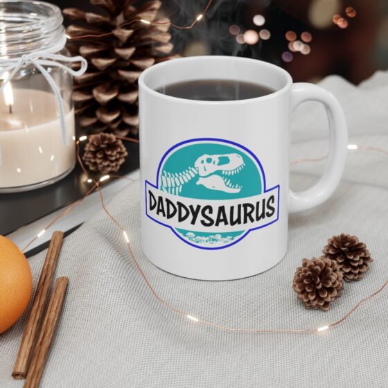 "Daddysaurus" - Funny Double Sided Print - White Ceramic Mug 11oz - Image 4