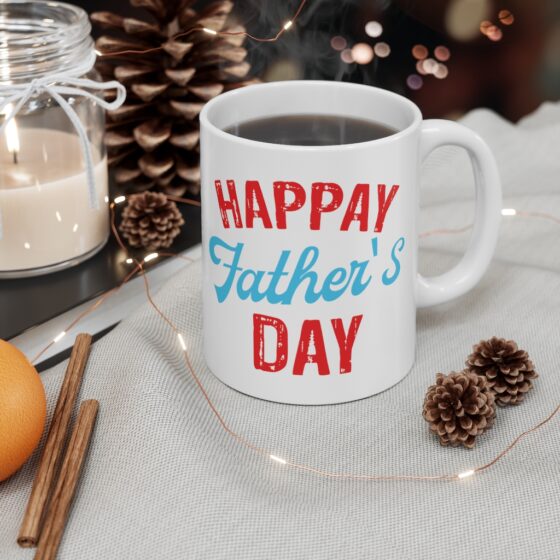 "Happay Father's Day" - Funny Double Sided Print - White Ceramic Mug 11oz - Image 4