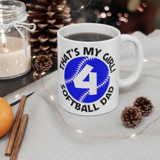 "That's My Girl! Softball Dad" - Funny Double Sided Print - White Ceramic Mug 11oz - Image 4