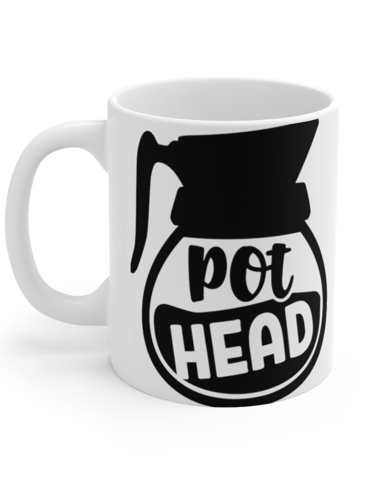 "Pot Head" - Funny Double Sided Print - White Ceramic Mug 11oz