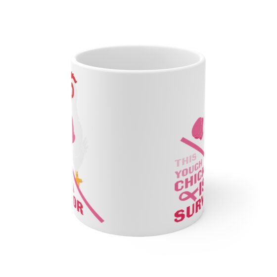 "This Tough Chick is a Survivor" - Funny Double Sided Print - White Ceramic Mug 11oz - Image 2