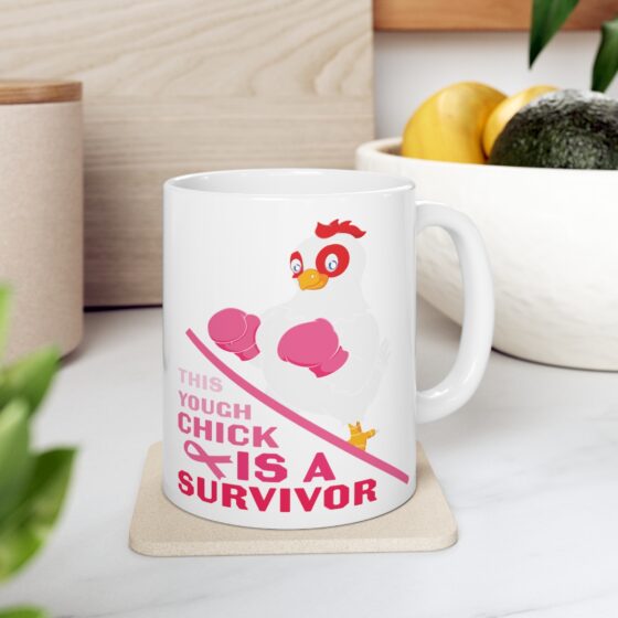 "This Tough Chick is a Survivor" - Funny Double Sided Print - White Ceramic Mug 11oz - Image 7