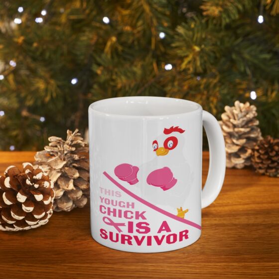 "This Tough Chick is a Survivor" - Funny Double Sided Print - White Ceramic Mug 11oz - Image 9