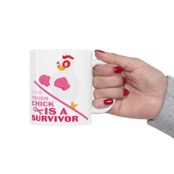 "This Tough Chick is a Survivor" - Funny Double Sided Print - White Ceramic Mug 11oz - Image 11