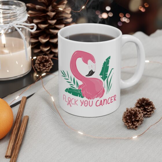 "Flock You Cancer" - Funny Double Sided Print - White Ceramic Mug 11oz - Image 4