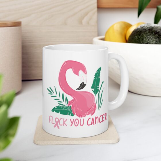 "Flock You Cancer" - Funny Double Sided Print - White Ceramic Mug 11oz - Image 7