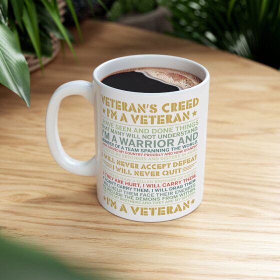 "Veteran's Creed" - Funny Double Sided Print - White Ceramic Mug 11oz - Image 8