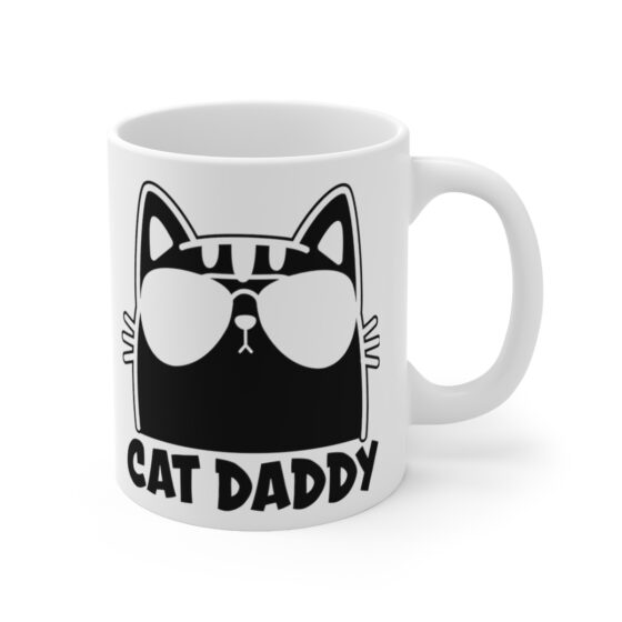 "Cat Daddy" - Funny Double Sided Print - White Ceramic Mug 11oz - Image 3