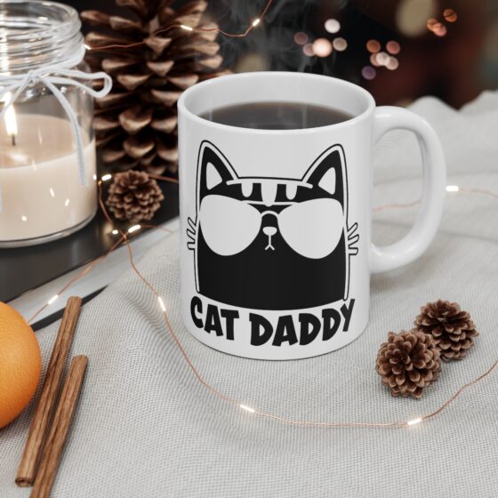 "Cat Daddy" - Funny Double Sided Print - White Ceramic Mug 11oz - Image 4