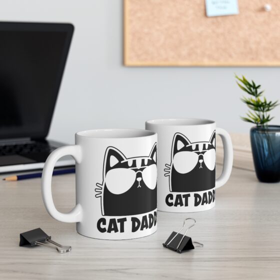 "Cat Daddy" - Funny Double Sided Print - White Ceramic Mug 11oz - Image 5