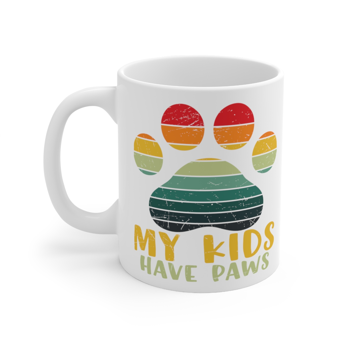 "My Kids Have Paws" - Funny Double Sided Print - White Ceramic Mug 11oz