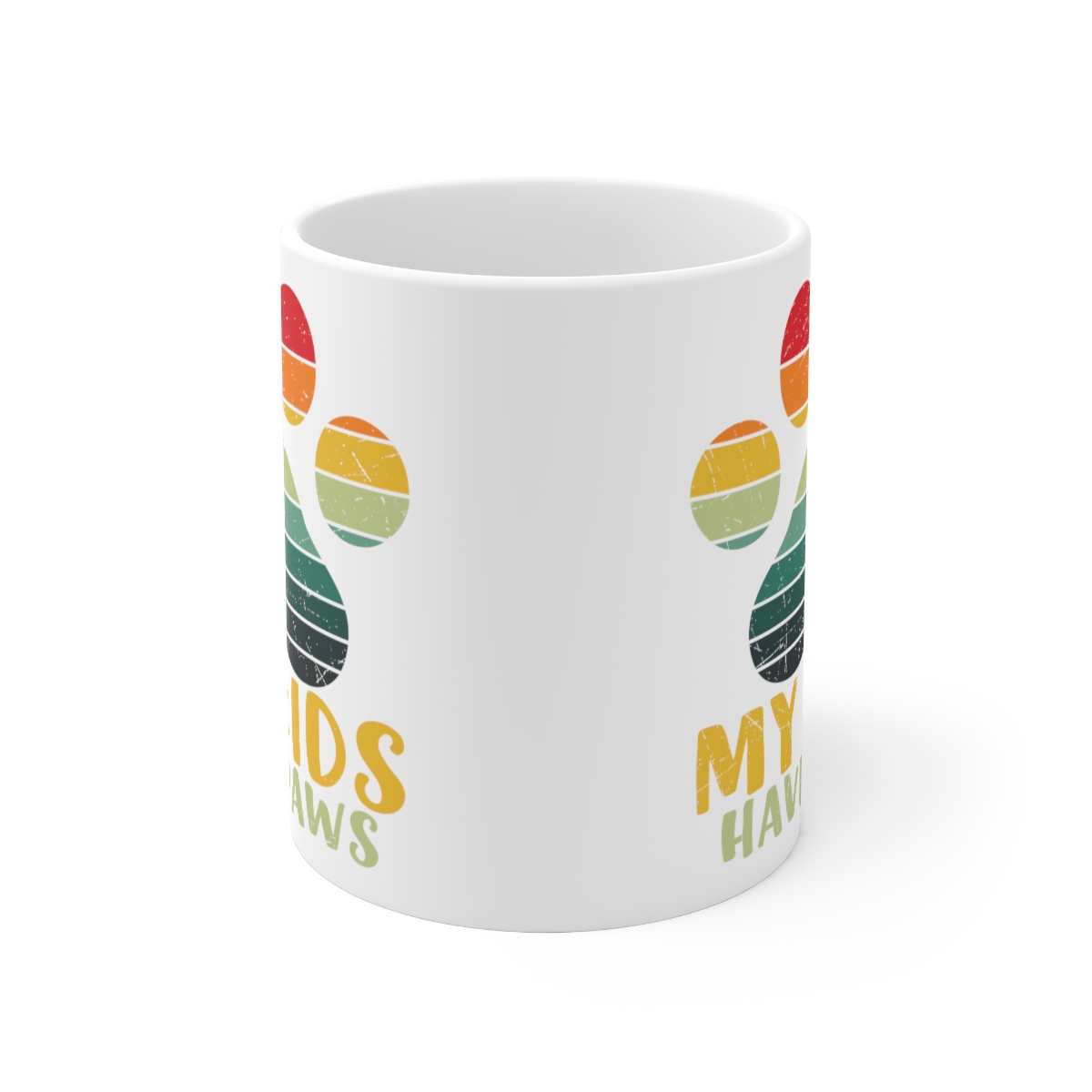"My Kids Have Paws" - Funny Double Sided Print - White Ceramic Mug 11oz - Image 2