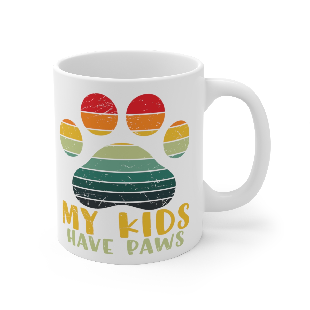 "My Kids Have Paws" - Funny Double Sided Print - White Ceramic Mug 11oz - Image 3