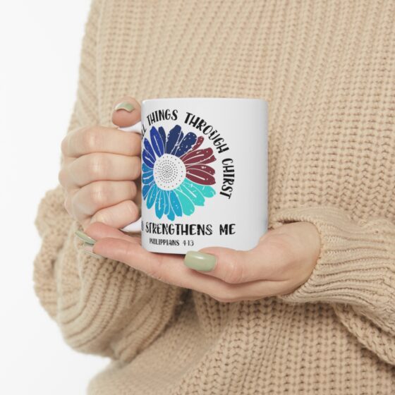 "I Can Do All Things Through Christ who Strengthens Me - Philippians 4:13 -" - Funny Double Sided Print - White Ceramic Mug 11oz - Image 10