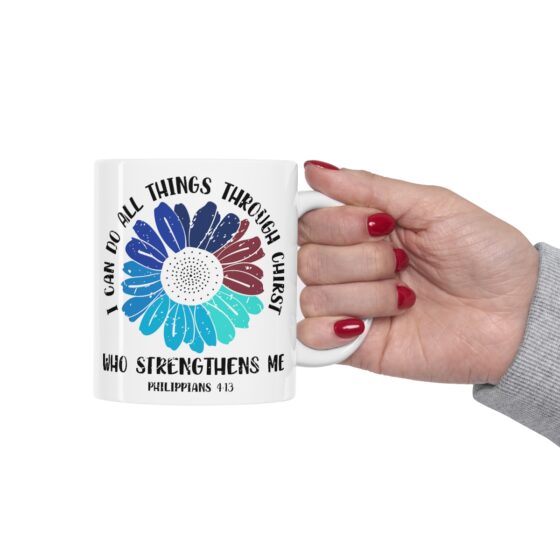 "I Can Do All Things Through Christ who Strengthens Me - Philippians 4:13 -" - Funny Double Sided Print - White Ceramic Mug 11oz - Image 12