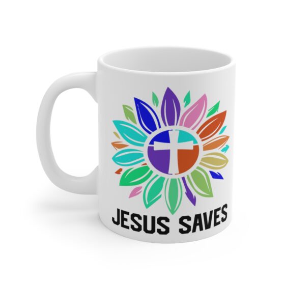 "Jesus Saves" - Funny Double Sided Print - White Ceramic Mug 11oz