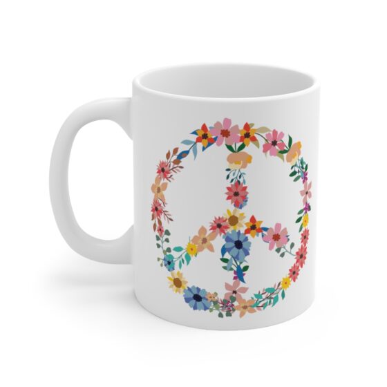 "Flower Power" - Funny Double Sided Print - White Ceramic Mug 11oz