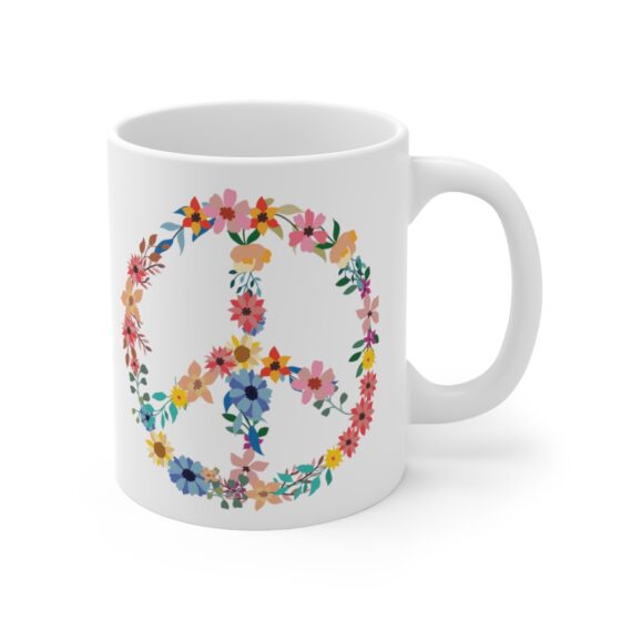 "Flower Power" - Funny Double Sided Print - White Ceramic Mug 11oz - Image 3