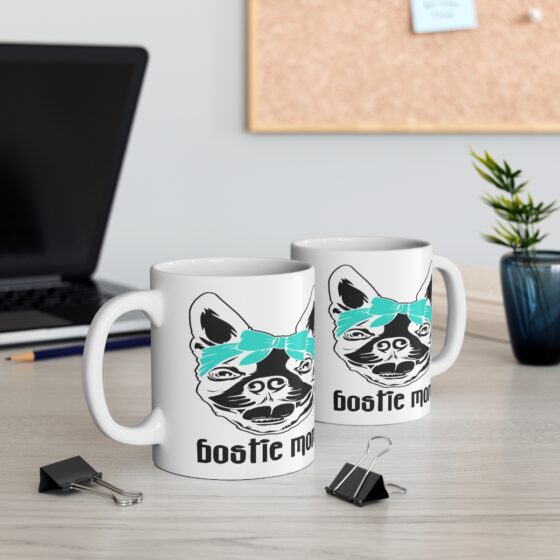 "Bostie Mom" - Funny Double Sided Print - White Ceramic Mug 11oz - Image 5