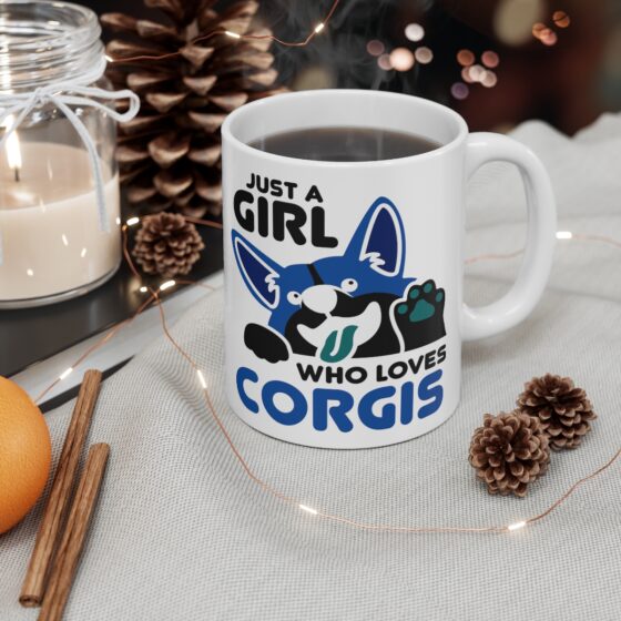 "Just a Girl who Loves Corgis" - Funny Double Sided Print - White Ceramic Mug 11oz - Image 4