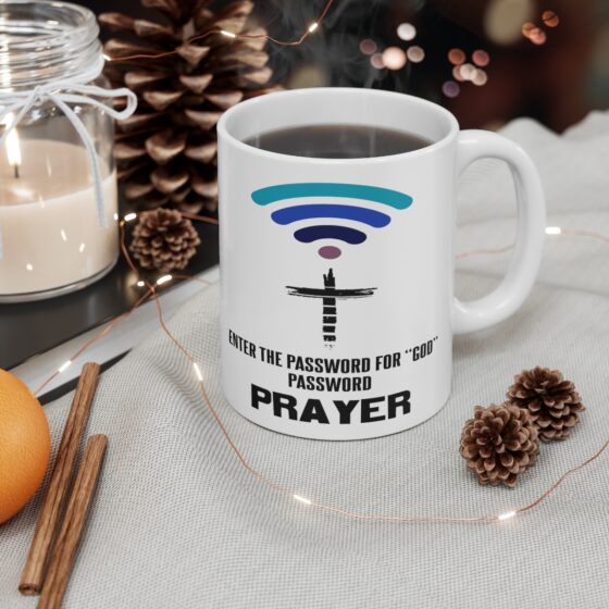 "Enter the Password for "God" Password Prayer" - Funny Double Sided Print - White Ceramic Mug 11oz - Image 4