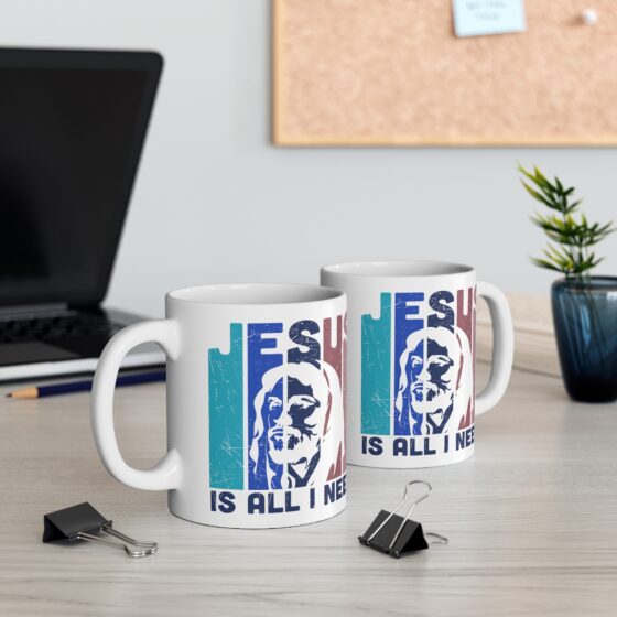 "Jesus is All I Need" - Funny Double Sided Print - White Ceramic Mug 11oz - Image 5