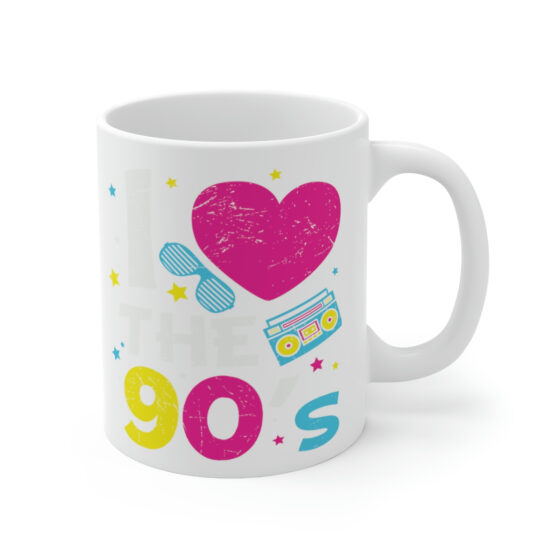 "I Love the 90's" - Funny Double Sided Print - White Ceramic Mug 11oz - Image 3