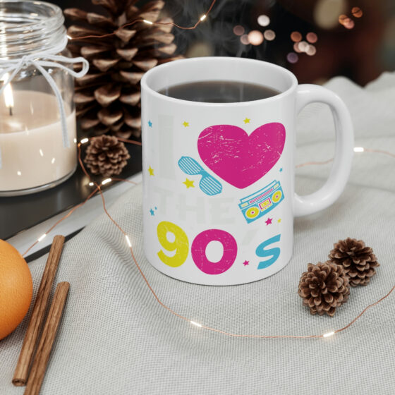 "I Love the 90's" - Funny Double Sided Print - White Ceramic Mug 11oz - Image 4