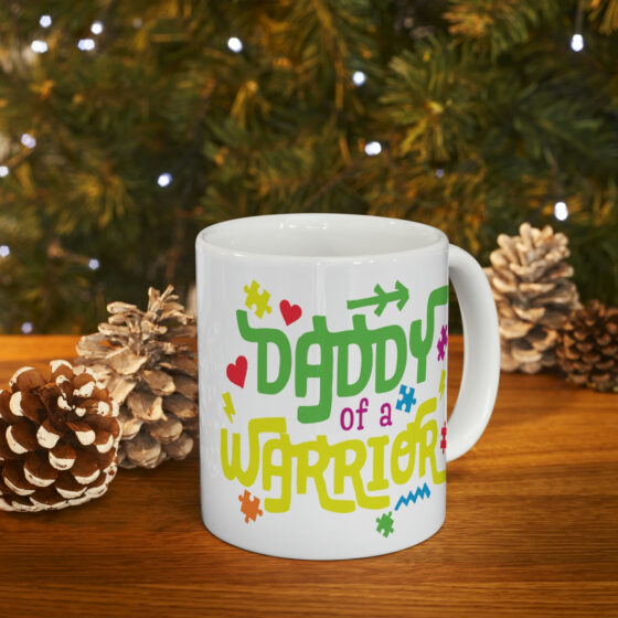 "Daddy of a Warrior" - Funny Double Sided Print - White Ceramic Mug 11oz - Image 9