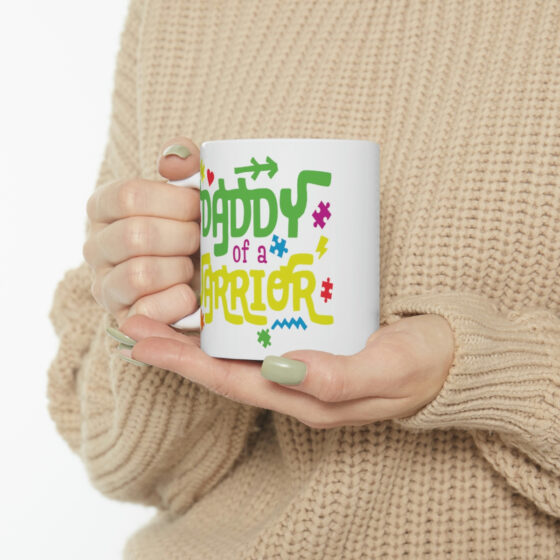 "Daddy of a Warrior" - Funny Double Sided Print - White Ceramic Mug 11oz - Image 10