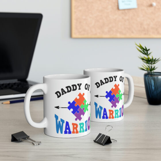 "Daddy of a Warrior" - Funny Double Sided Print - White Ceramic Mug 11oz - Image 5