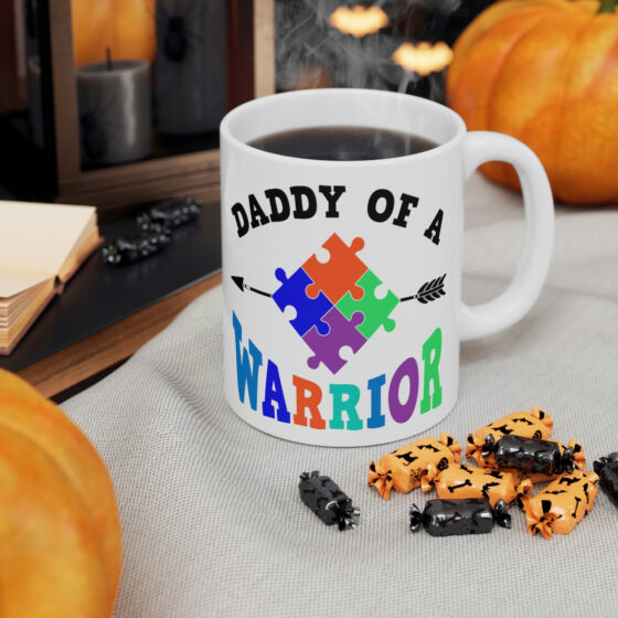 "Daddy of a Warrior" - Funny Double Sided Print - White Ceramic Mug 11oz - Image 6