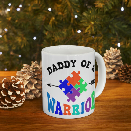 "Daddy of a Warrior" - Funny Double Sided Print - White Ceramic Mug 11oz - Image 9