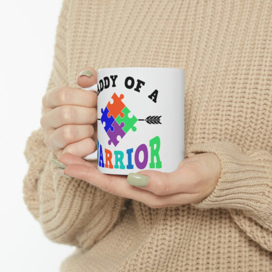 "Daddy of a Warrior" - Funny Double Sided Print - White Ceramic Mug 11oz - Image 10