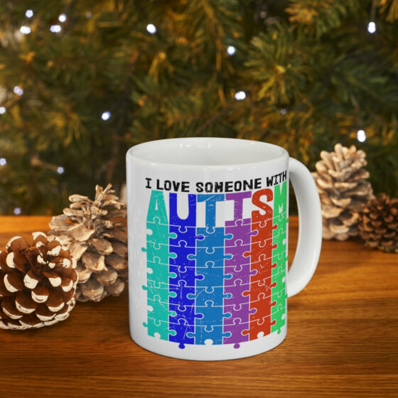 "I Love Someone with Autism" - Funny Double Sided Print - White Ceramic Mug 11oz - Image 9