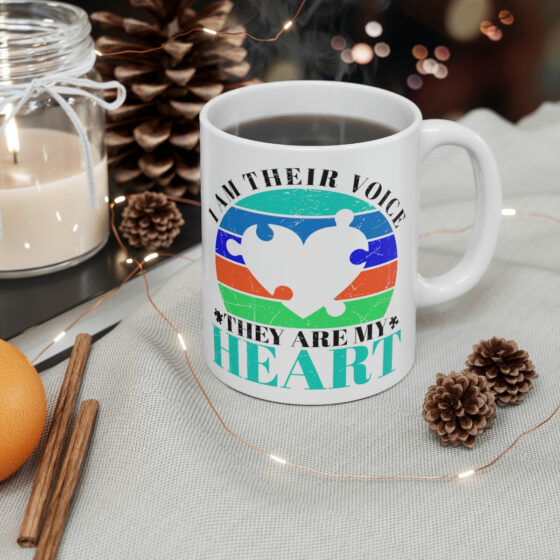 "I am Their Voice They are My Heart" - Funny Double Sided Print - White Ceramic Mug 11oz - Image 4