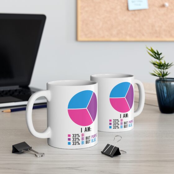 "I Am: 33% Bi 33% Bi But Purple 33% Bi But Blue" - Funny Double Sided Print - White Ceramic Mug 11oz - Image 5