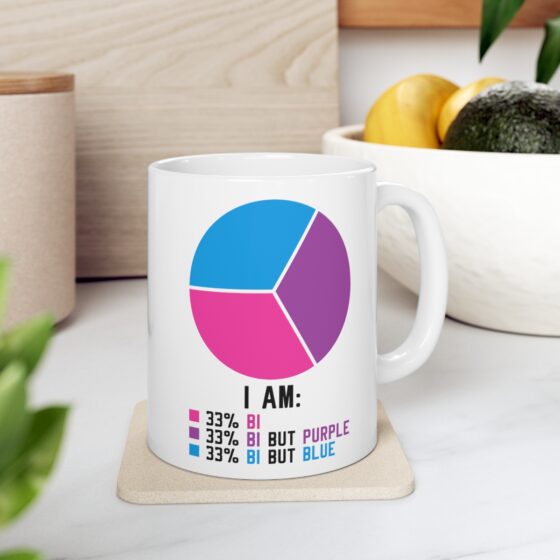 "I Am: 33% Bi 33% Bi But Purple 33% Bi But Blue" - Funny Double Sided Print - White Ceramic Mug 11oz - Image 7