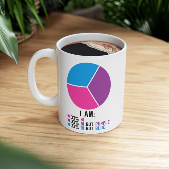 "I Am: 33% Bi 33% Bi But Purple 33% Bi But Blue" - Funny Double Sided Print - White Ceramic Mug 11oz - Image 8