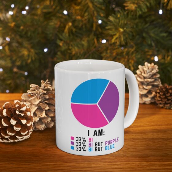 "I Am: 33% Bi 33% Bi But Purple 33% Bi But Blue" - Funny Double Sided Print - White Ceramic Mug 11oz - Image 9